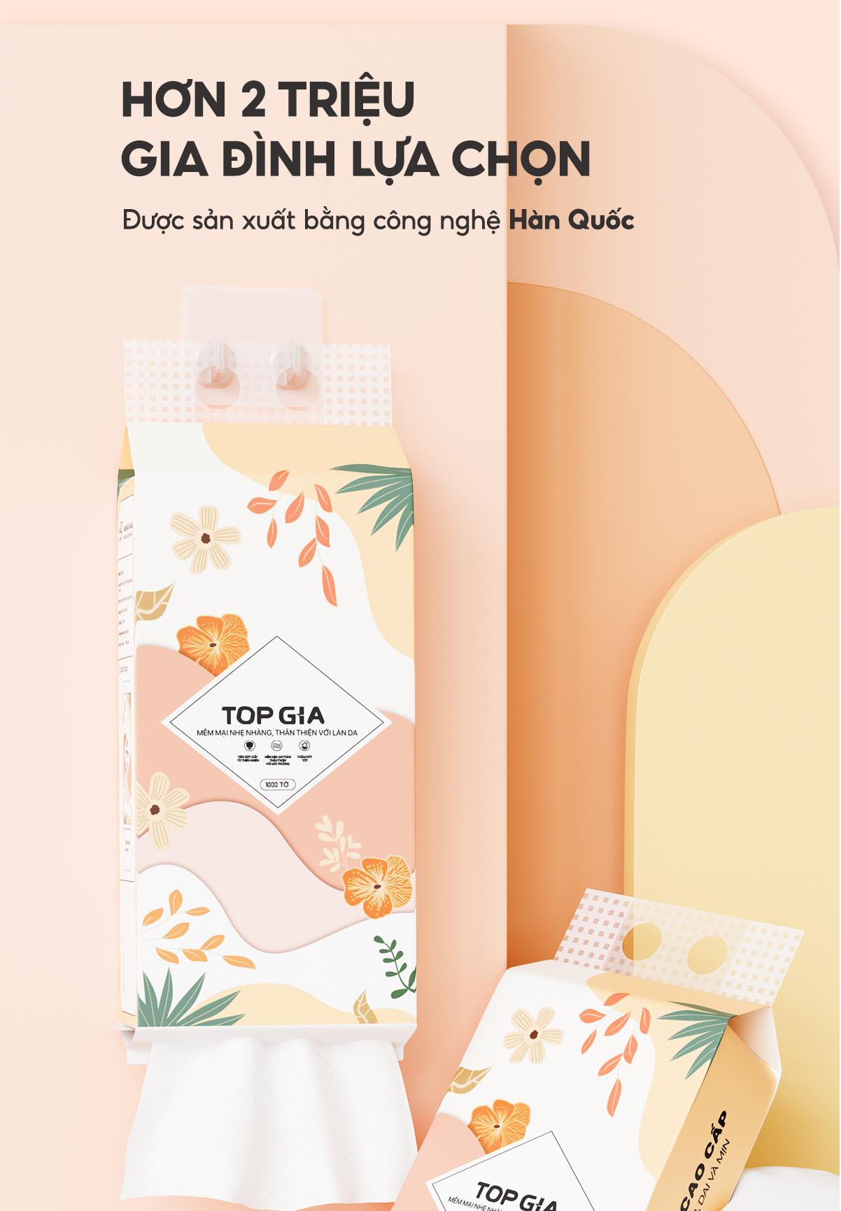 [GIẤY 4 LỚP - DÀY GẤP ĐÔI] COMBO THÙNG 6 BỊCH Khăn Giấy Rút Đáy Tiểu Hạ TOPGIA 4 Lớp Mềm Mịn, Thành Phần Bột Gỗ Tự Nhiên Thân Thiện An Toàn, Khăn Giấy Vệ Sinh 1000 tờ,4 lớp Tặng 2 móc treo tiện lợi ĐẠT QUY CHUẨN CỦA BỘ CÔNG THƯƠNG VTG86