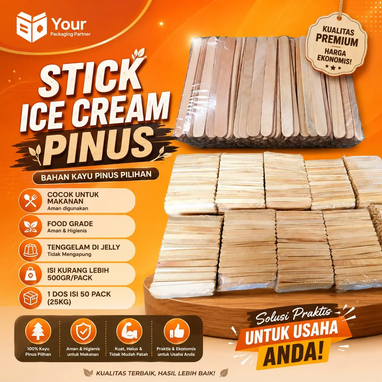STICK ICE CREAM SUPER PREMIUM STIK KAYU ES KRIM 500 GRAM