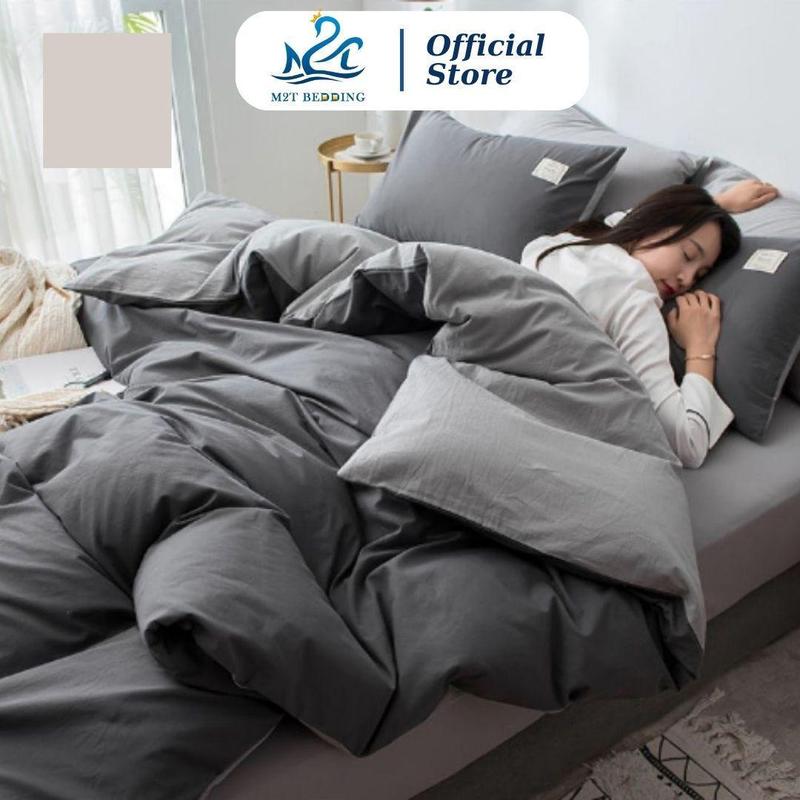 Bộ vỏ chăn ga gối tici M2T Bedding - Vỏ chăn ga giường và 2 vỏ gối nằm - vỏ chăn có khóa kéo để lồng ruột Không kèm ruột bông bên trong chăn