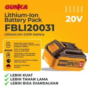 Baterai P20S (5.0 Ah) Power Tools INGCO FBLI20031 - 20V Li-Ion Battery