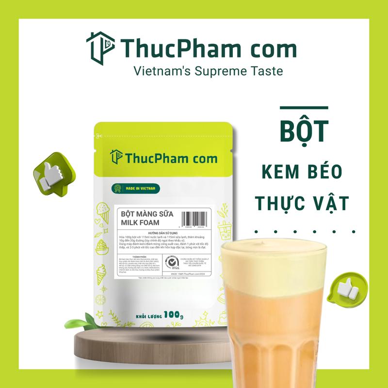 Bột Màng Sữa Milk Foam ThucPhamcom 100g Full Vị Kem Cheese Trứng Muối Biển Cafe Matcha Dùng Để Topping Đồ Uống