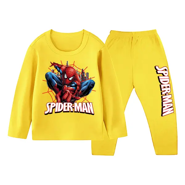 Setelan Baju Tidur Anak Gambar Spiderman Piyama Ukuran 1 Sampai 10 Tahun Polyester Soft laki 7–10 Laki-Laki Lengan Perempuan Cotton 8