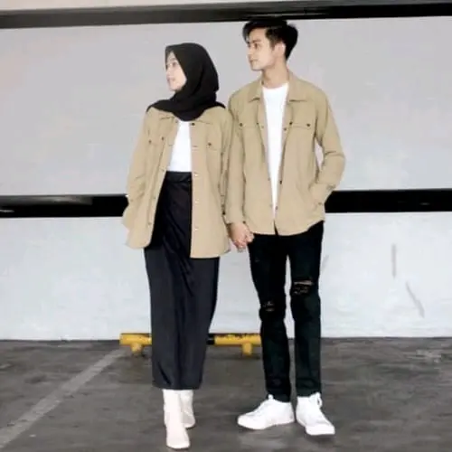 DAPAT 2 PCS Set Kemeja Trucker Semi Parka Couple Pasangan