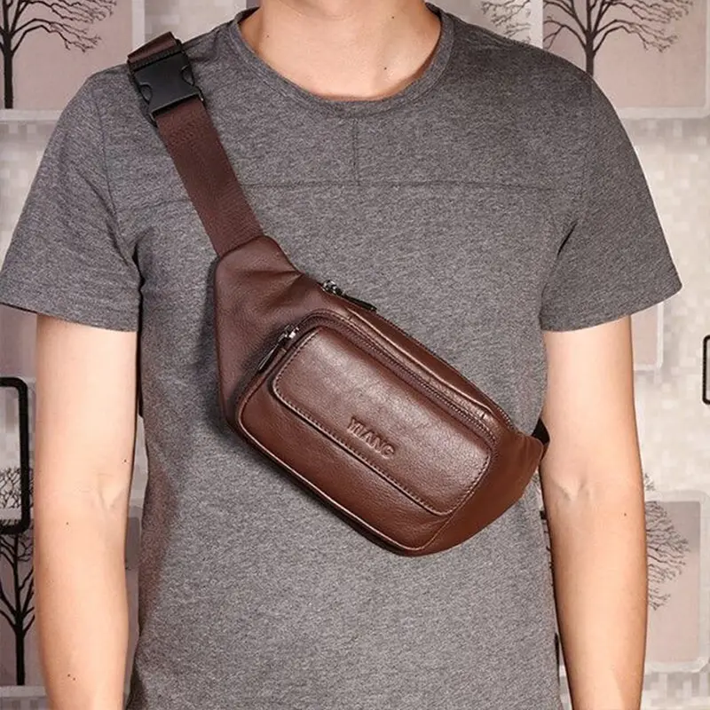 Tas Waistbag Pria Kulit Tas Selempang Pria Kulit sintesis Tas Pinggang Pria Cowok Distro Kulit Kekinian Terbaru