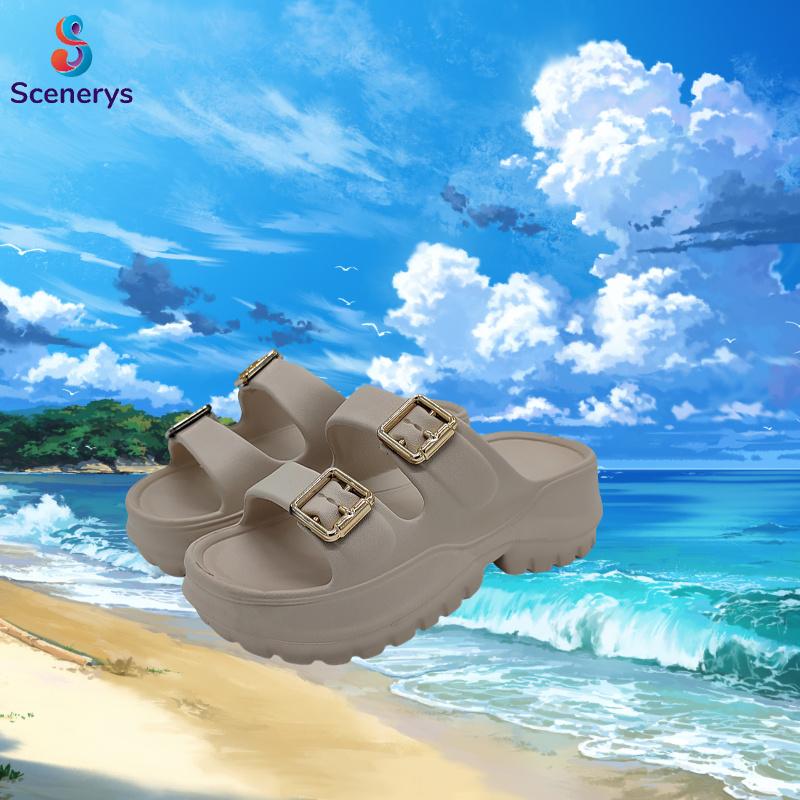 Scenerys Sandal anak perempuan dengan hak baji yang lembut, sandal EVA ukuran 30-35 1