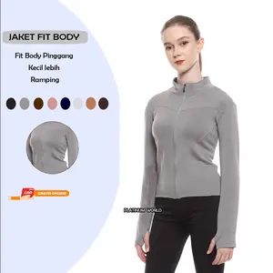 PLATINUM WORLD Jaket Olahraga Lengan Panjang Fit Body Wanita Yoga Pilates Lari Gym Fitnes Premium Quality