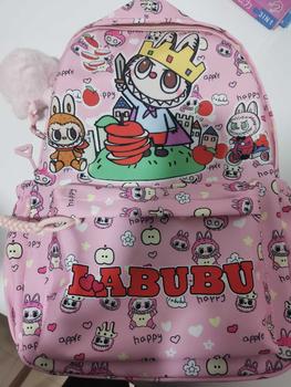 Product Review of Labub Backpack 42cm School Bag for Darjah Student Zip Bag with Plushie Labub Pandant School Opening Nylon Beg Sekolah Fashion Bag for Kids Travel Shoulder Bag Large Capacity from s**o 0