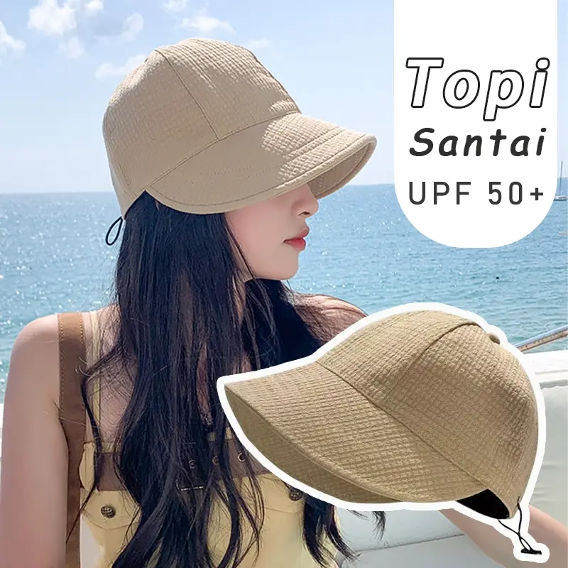 Topi olahraga wanita topi wanita kekinian import korea topi anti uv matahari topi traveling wanita Cotton topi bucket hat topi santai topi umroh topi haji wanita topi uv protection