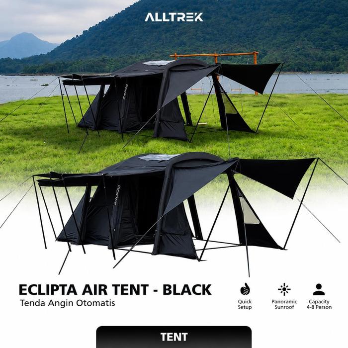 Gambar ALLTREK Tenda Camping ECLIPTA AIR BLACK Inflatable Air Tent Tunnel 4-6 Orang Waterproof PU3000MM Electric Air Pump Family Camping Glamping dari ALLTREK OFFICIAL STORE Kota Administrasi Jakarta Barat Tokopedia