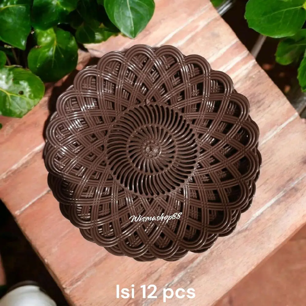 PIRING ROTAN PLASTIK ANYAMAN 1 LUSIN ( 12 PCS ) / PIRING PLASTIK ANYAMAN