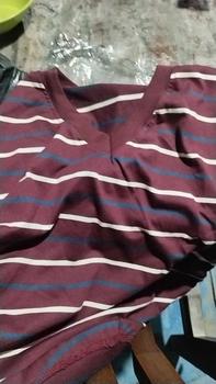 Product Review of V-NECK CROP STRIPE KERUT- Top tee Garis salur Kaos Atasan basic Katun Leher V Wanita Cotton Combed 30s Premium Lerist T-Shirt Polos Baju Pendek from S** 0