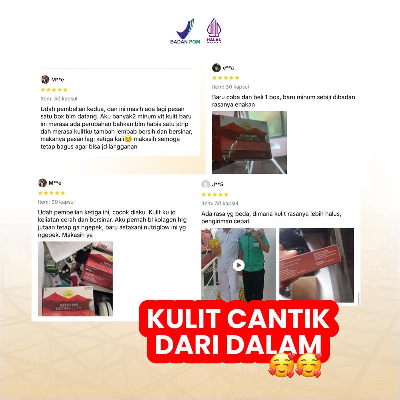 Suplemen Kecantikan Astaxani Nutraglow - Natural Astaxanthin 10 mg - Nutrisi Alami Mencerahkan Memudarkan Flek Hitam Mencegah Penuaan Dini Pada Kulit [BPOM & HALAL] 4