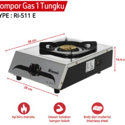 Gambar PROMO KOMPOR 1 TUNGKU MURAH RINNAI RI 511 A / 511 E STAINLESS STEEL dari MJ GROSIR ELEKTRONIK Kota Bekasi 4 Tokopedia