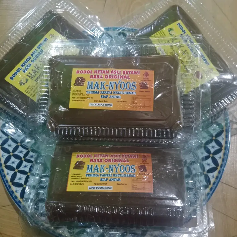 Dodol Betawi Asli Maknyoos 500 grm/ Setengah Kg - Varian Rasa Original, Duren, Ketan Hitam, dan Wijen - Bahan 4
