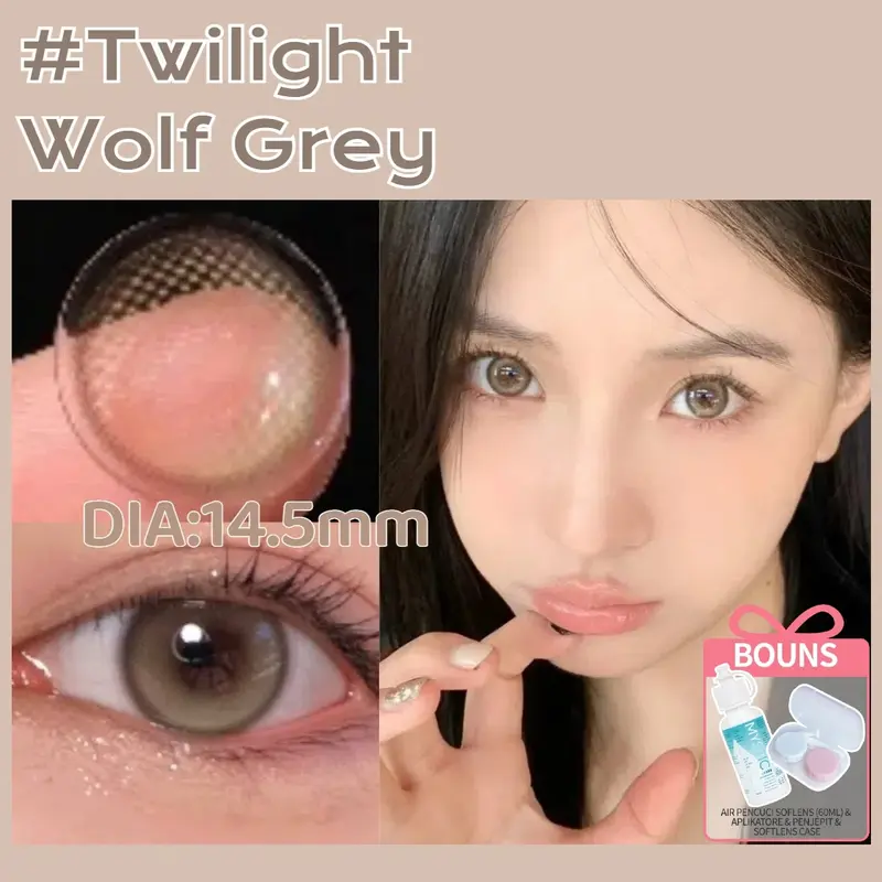 Twilight Seri Wolf Grey Golden Hazel Moonstone 14.2/14.5mm [minus0-6.00] Gray Brown Contact lens Soflen Lensa Softlen 0