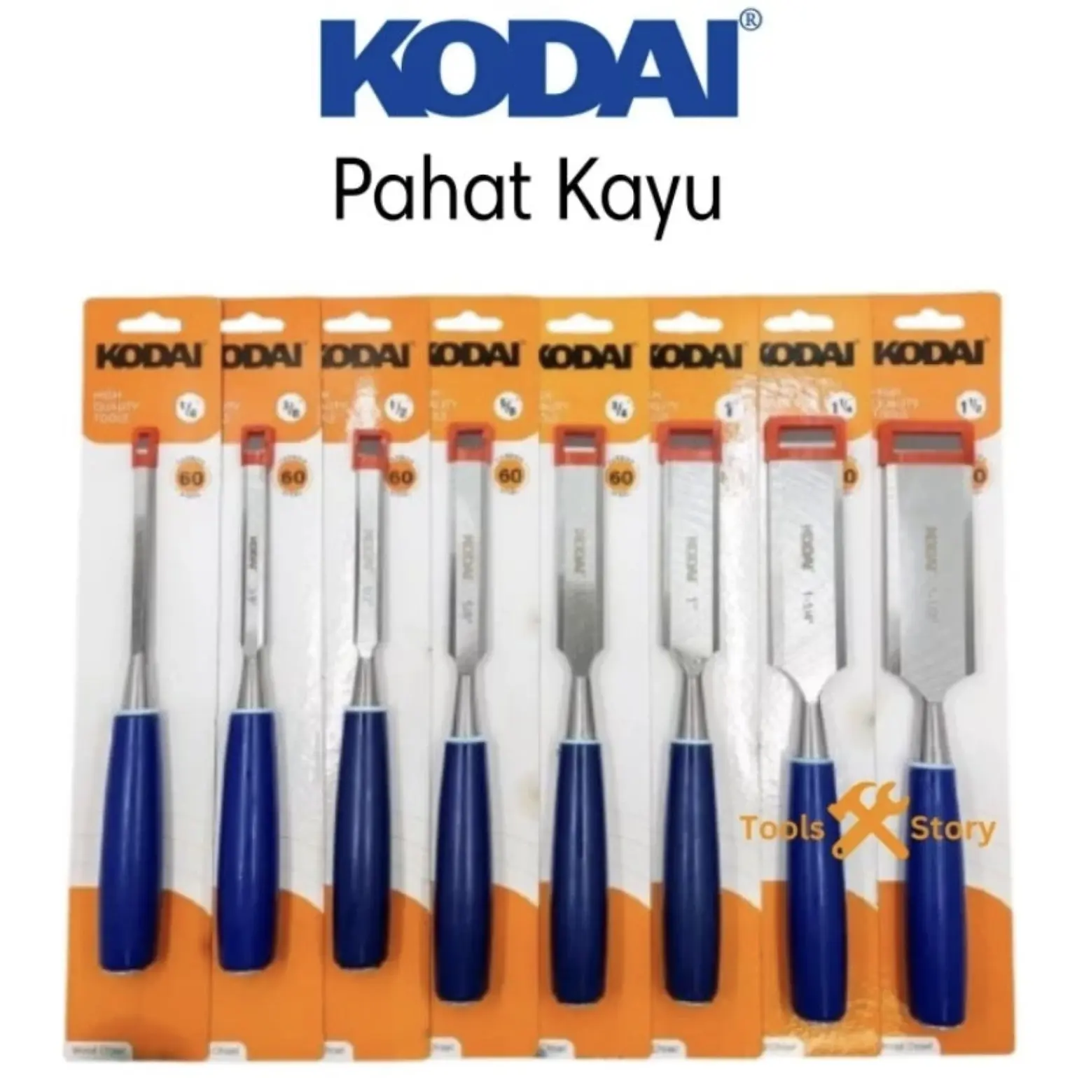 KODAI Pahat Tatah Kayu 1/4" / 3/8" / 1/2" / 5/8" / 3/4" / 1" / 1 1/4" / 1 1/2"