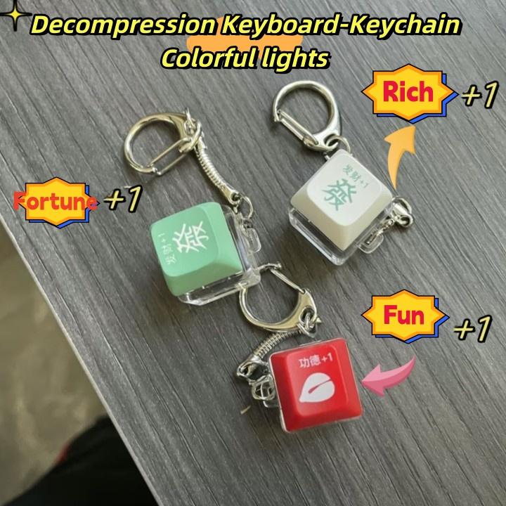 Light-Up Stress Relief Keychain Electronic Keyboard Button 0