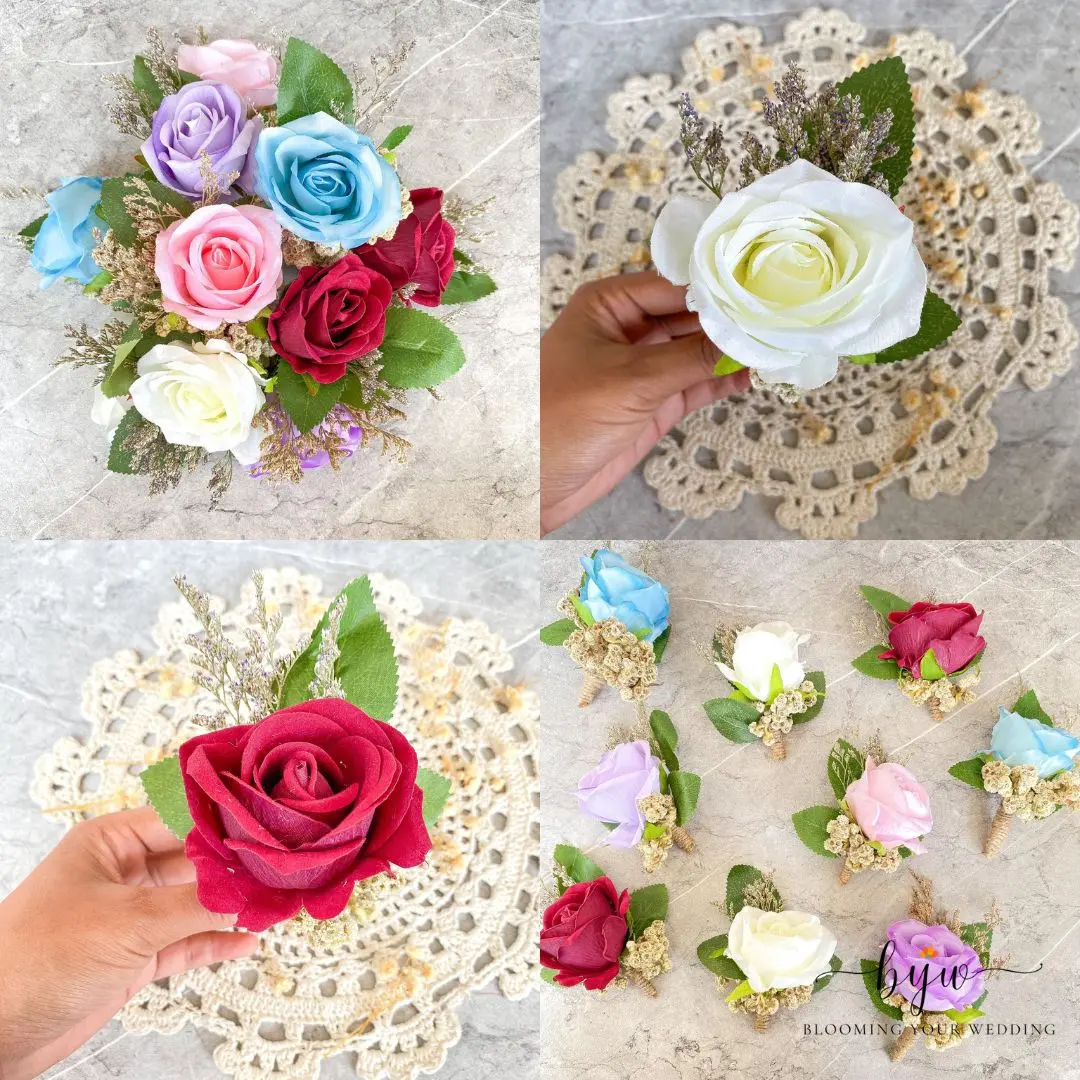 Premium Bunga Corsage Korsase Korsage Boutonniere Bunga Jas Pengantin Wedding Groomsmen Bridesmaid Korsage pin jas