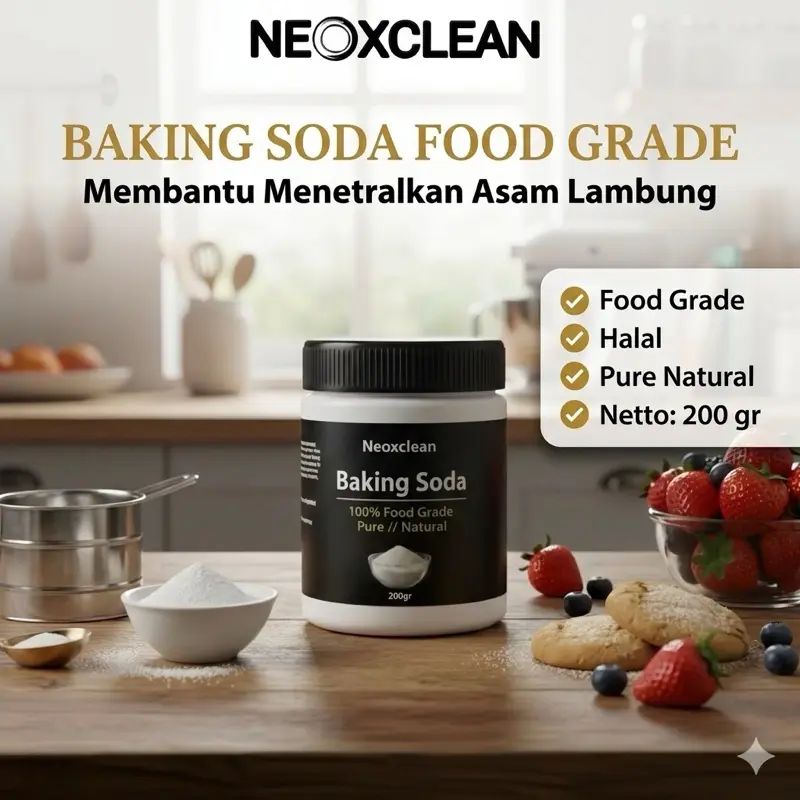 BAKING SODA FOOD GRADE 100% PURE NATURAL KEMASAN 200GR