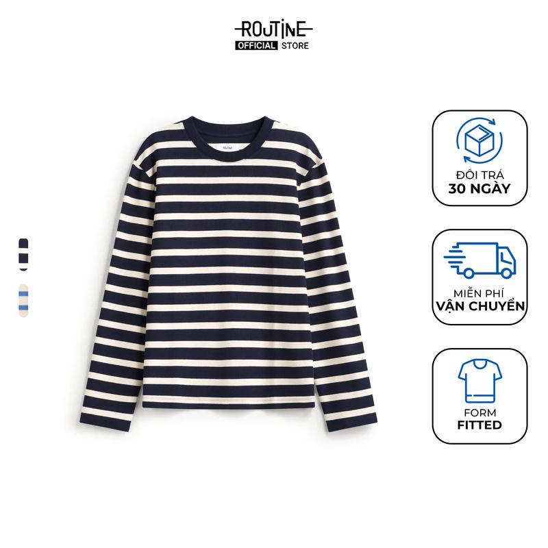  Áo Thun Tay Dài Nam Sọc Ngang Form Fiited - Routine 10F25TSL002 