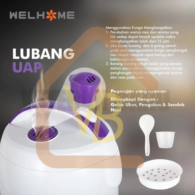 Rice Cooker Welhome 1,2 liter WRC-1211 Magic Com 3in1 Multifungsi 6