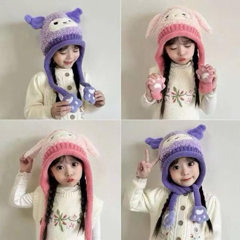  Mũ Len Bịt Tai Trẻ Em Hoạt Hình Kurumi,Melody,Cilamol,Cho Bé Từ 2-5Tuổi Che Ấm Bảo Vệ Tai Thời Trang Mùa Đông Dễ Thương Cho Bé Mẫu Mới  Mũ Len T  Hat 