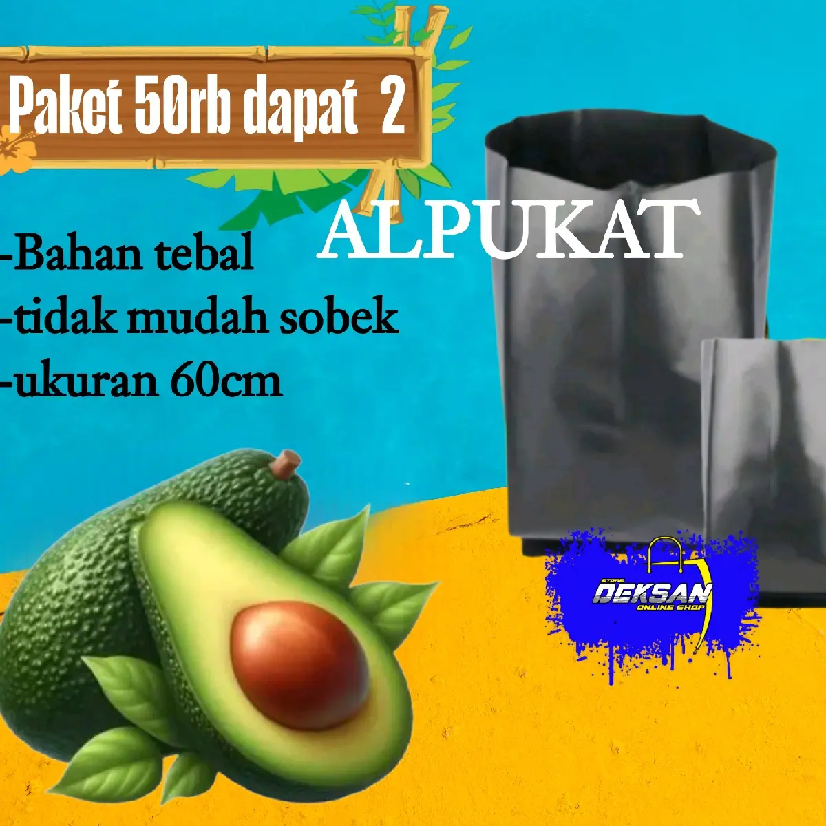 PAKET 50.RB POLYBAG / POT PLASTIK ALPUKAT ISI 2