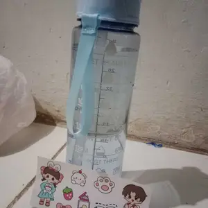 HUGO Botol Minum 1 Liter Bening Botol Air Anak Sedotan Anti Bocor Premium BPA FREE