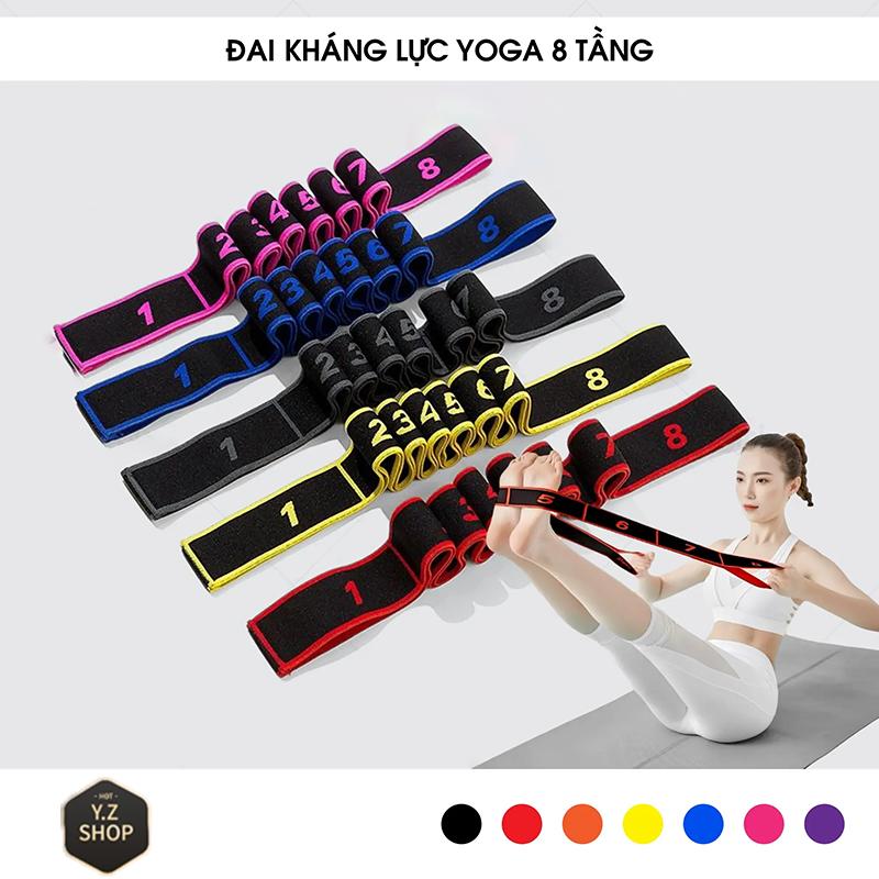 Dây Đai Kháng Lực Chia Tầng Hỗ Trợ Tập Yoga Uốn Dẻo, Tập Múa Gym - Dây Kháng Lực Tập Cơ Chân Tập Cơ Tay - DayYoga-8Tang
