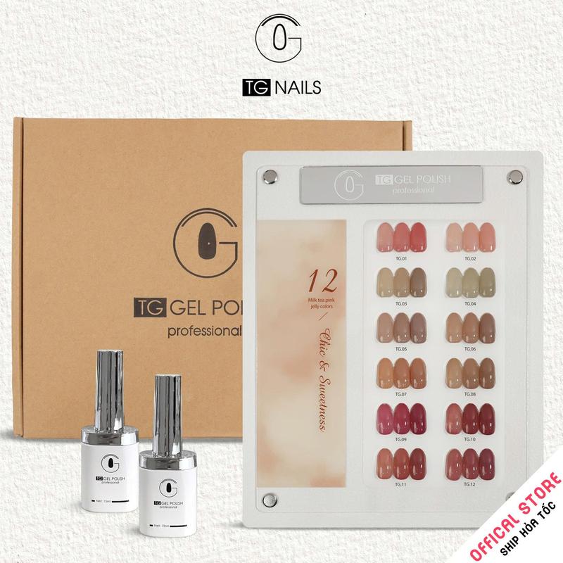 Set 12 màu thạch đục tone Trà sữa hãng TG cọ tròn