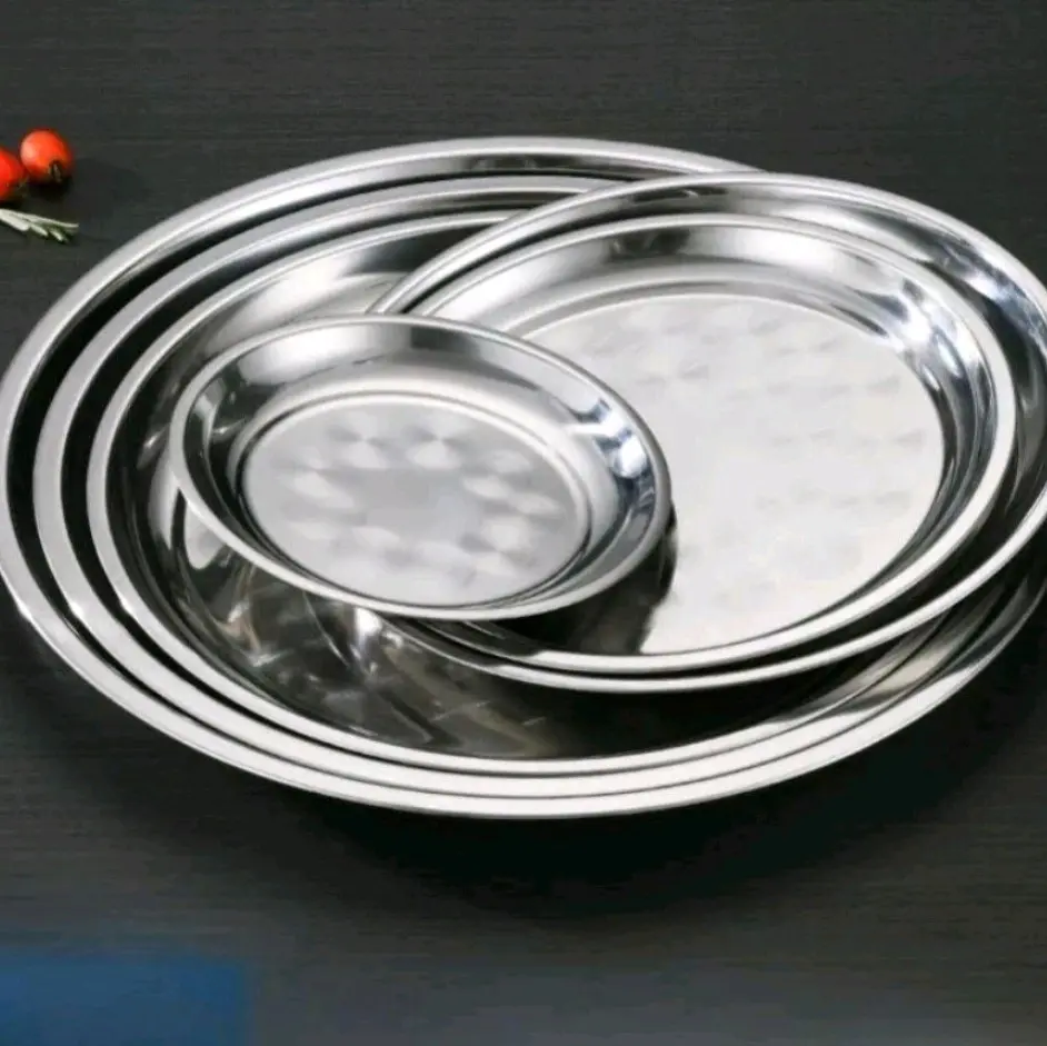 Nampan Bulat Stainless Steel 30 40 50Cm
