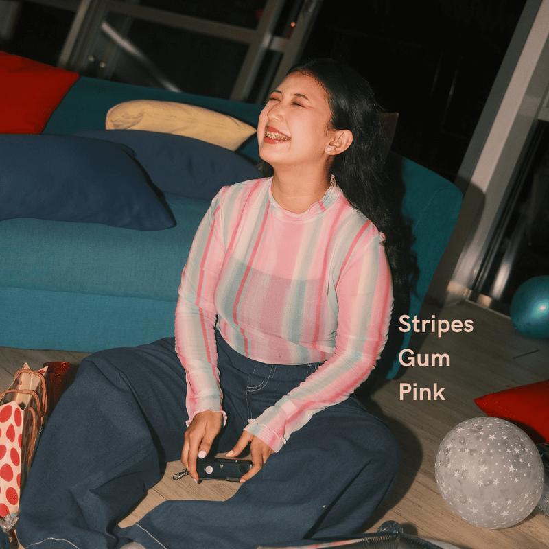 House of KYNY - Stripes Gum Mesh Top - Atasan Wanita Lengan Panjang Print - Outfit Konser - Plus Size 4