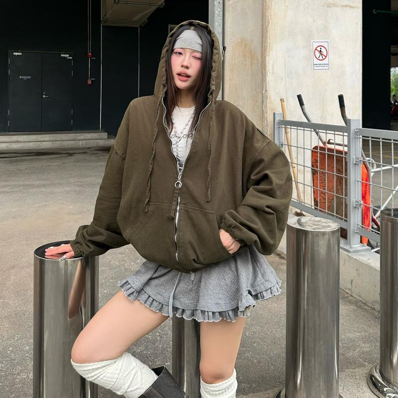 YC - Áo Khoác Kaki Zip Up Có Dây Rút 4 Màu Local Brand Unisex