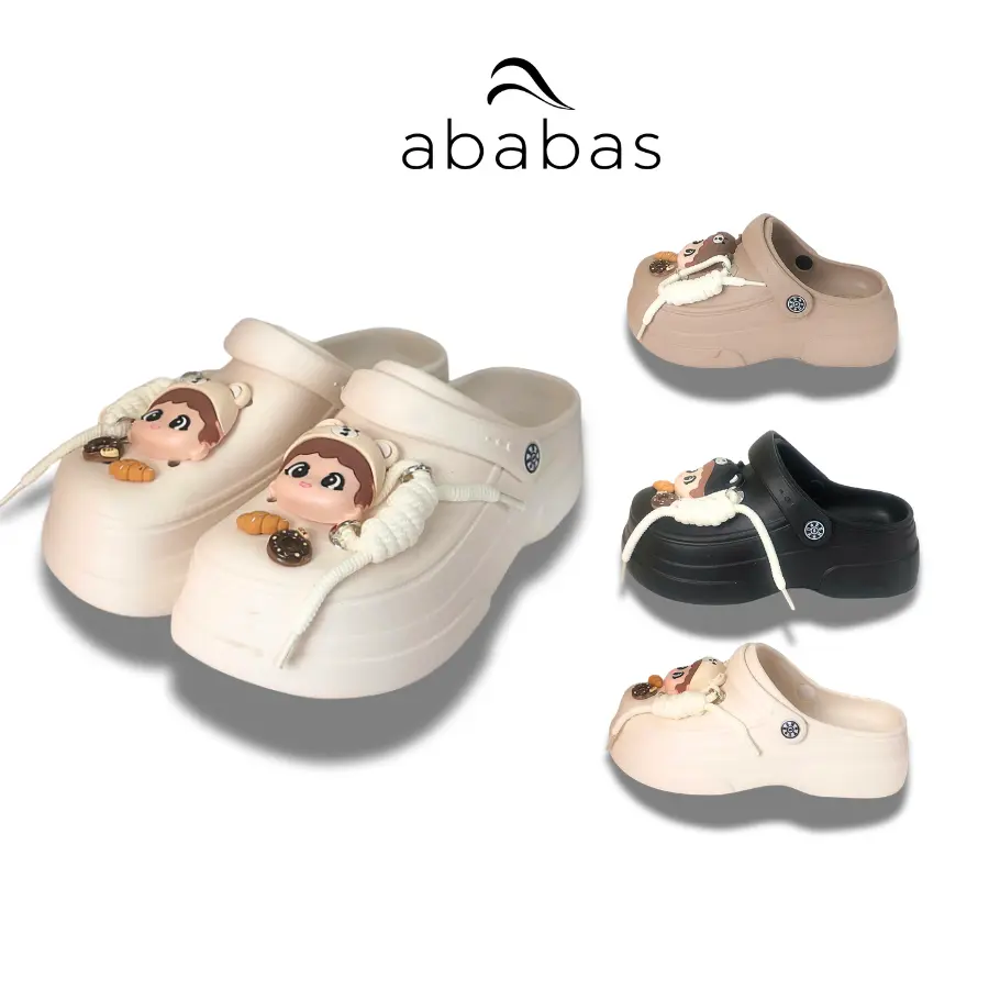 (Tặng Charm) Dép Sục Nữ Có Charm Đáng Yêu ABABAS Đúc Nguyên Khối Nhựa EVA Bên Bỉ Êm Ái S727C