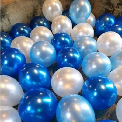 GROSIR isi 100 pcs  Balon metalik BIRU TUA BIRU MUDA PUTIH  Balon latex  Balon Metalik 12 inch  Balon metalitik