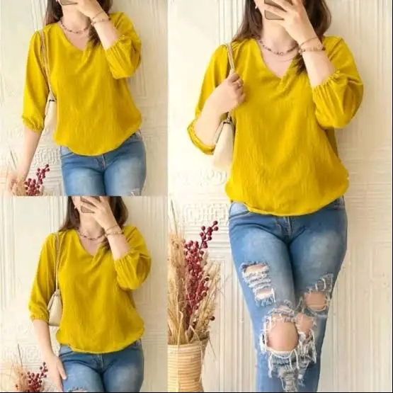 promo atasan wanita terbaru / atasan wanita cantik sellermoon141 / atasan blouse v-neck kekinian