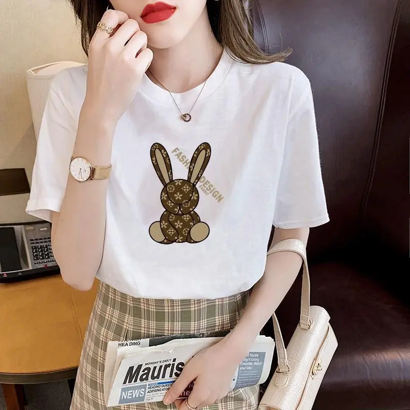 T-Shirt Wanita Model Terbaru Korean Style dengan Lengan Pendek COD Mickey Casual Aesthetic Soft Mini Baju Atasan Motif Hitam Kaos Simple Basic Tee Top Vintage Putih Polos 6