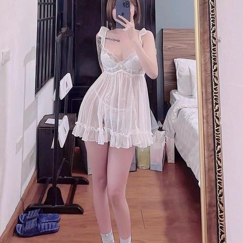 Vây 2 dây phối bèo tiểu thư xẻ tà trước sexy quến rũ -Yuly sp1949- 4