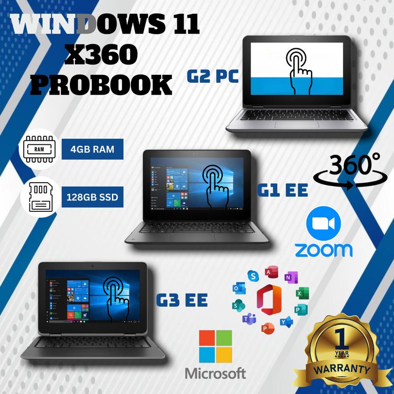 Windows Laptop G1/G2/G3 Probook X360 Win 11 - 11.6