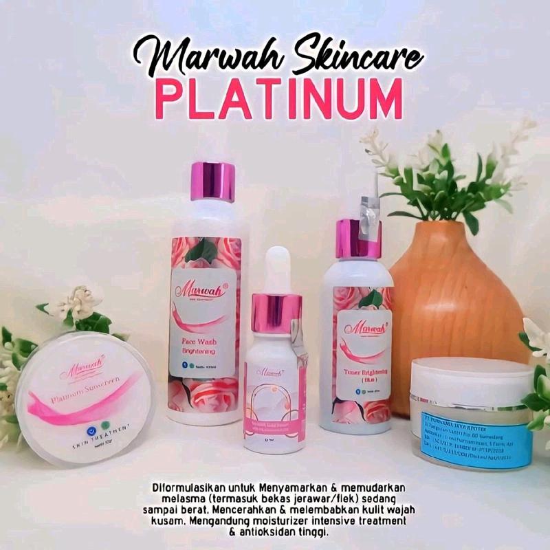 Semua Paket Marwah Skincare krim malam klinik untuk anti aging flek hitam dan kerutan mencerahkan kulit agar wajah glowing putih memudarkan flek hitam noda hitam menyamarkanbekas jerawat yang membandel Mengencangkan Platinum diamond bright tea tree 2
