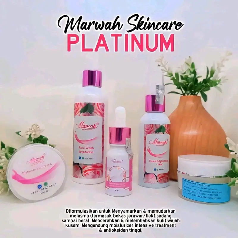 Semua Paket Marwah Skincare krim malam klinik untuk anti aging flek hitam dan kerutan mencerahkan kulit agar wajah glowing putih memudarkan flek hitam noda hitam menyamarkanbekas jerawat yang membandel Mengencangkan Platinum diamond bright tea tree 2