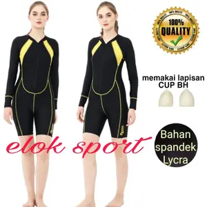 Baju Renang Wanita BAJU RENANG WANITA DIVING Rok Corak Lengan Panjang