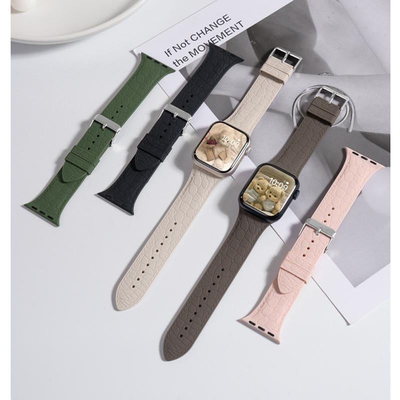 Dây đeo silicon họa tiết vải thiều cho Apple Watch S9 /8/7/6/5/4/3/ 2 / 1 SE2 ULTRA, chất liệu silicon lỏng, dây đeo thay thế iWatch 49MM 45 44 42 41 40 38, khóa kim loại