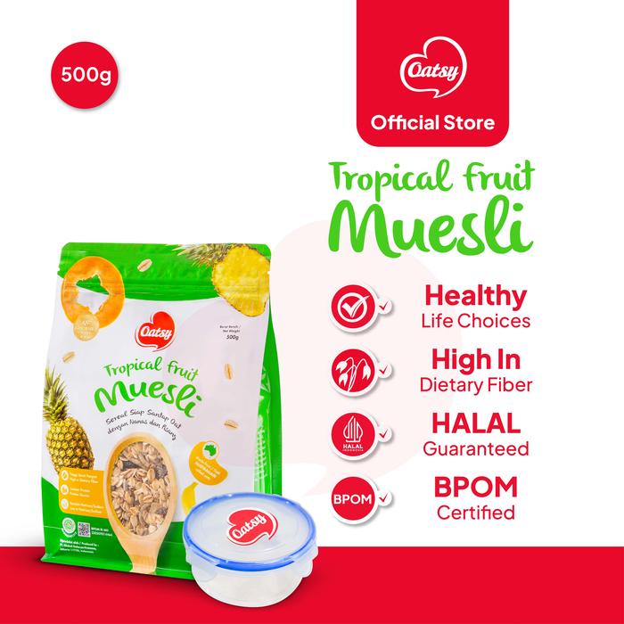 Gambar Oatsy Muesli Tropical Fruit 500g - (Free Container) dari Oatsy Oatmeal & Muesli Kota Administrasi Jakarta Barat Tokopedia