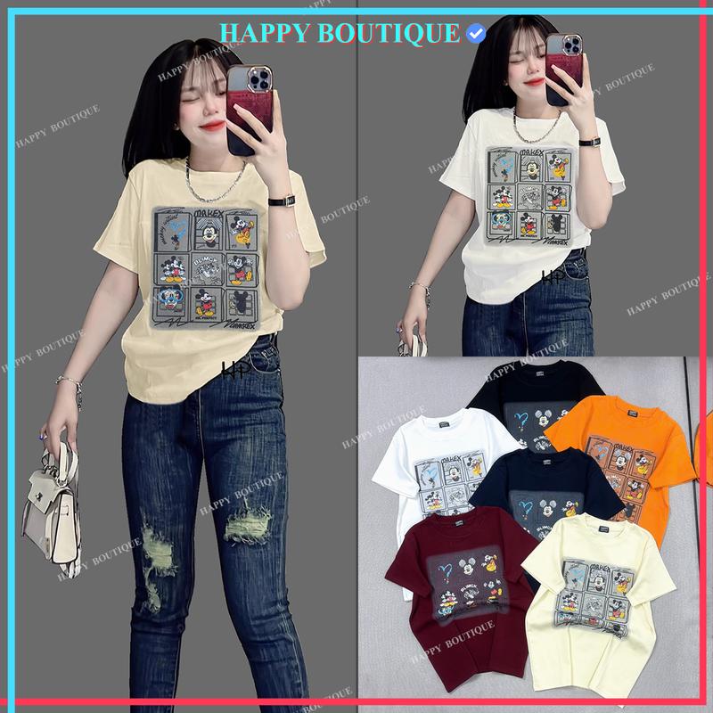   40~60kg  Áo Thun Dáng Vừa Nữ B60 Hình Xinh Vải BORIP Cotton Mềm Mịn Mát Co Dãn 4 Chiều  BLIMCK  Top Women aonuxinh Màu Trắng HAPPYBOUTIQUE 