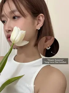 EAR PARTNER-Anting-anting mutiara untuk wanita dengan desain unik, nuansa eksklusif yang elegan dengan anting-anting hati baru 2024 yang populer, aksesori telinga yang menawan untuk musim panas.