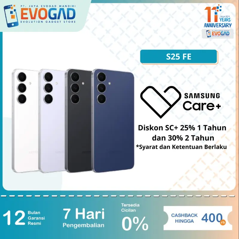 Samsung Galaxy S25 FE 5G 8/128GB & 8/256GB Exynos 2400, 4900mAh, Dynamic AMOLED 2X | Garansi Resmi SEIN 1 Tahun