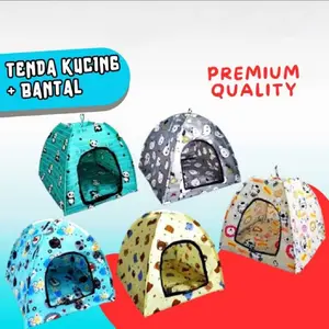 Tenda Kucing Fullset 45×45×50 sepaket alas Tebal empuk dan Nyaman untuk Kucing Anda