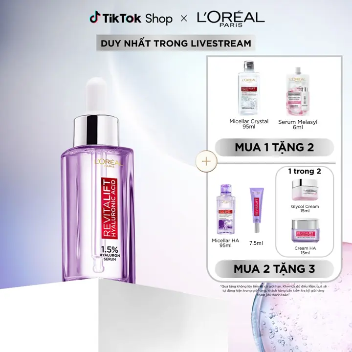 Serum siêu cấp ẩm & giảm nếp nhăn Revitalift Pure Hyaluronic Acid 1.5% 30ml