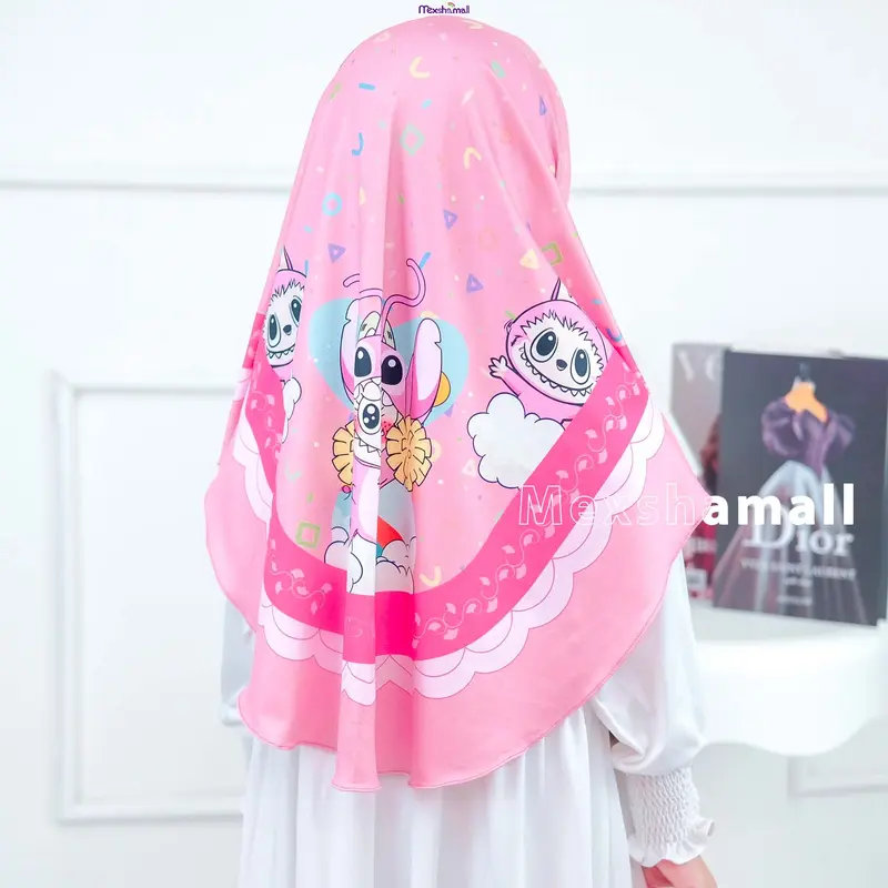 Shamira - Hijab Anak Motif Labubu I Kuromi Material Jersey I Kerudung Instan Anak Perempuan 3-9 Tahun 8